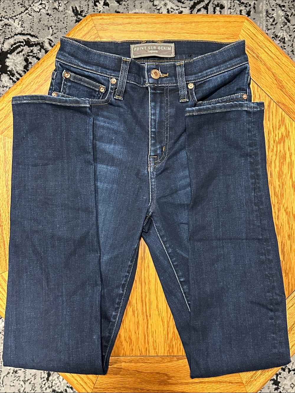 *POINT SUR* Dark Blue Skinny Denim Jeans California Made in USA Size 26 - Picture 5 of 8